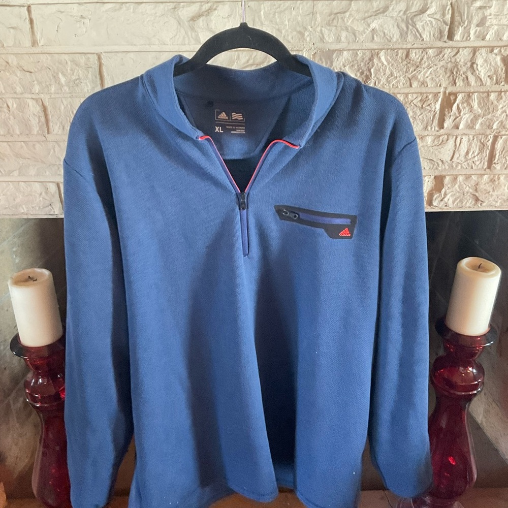 Adidas Golf Men's Classic 3-Stripe 1/4-Zip Midweight Performance Pullover DK Blu